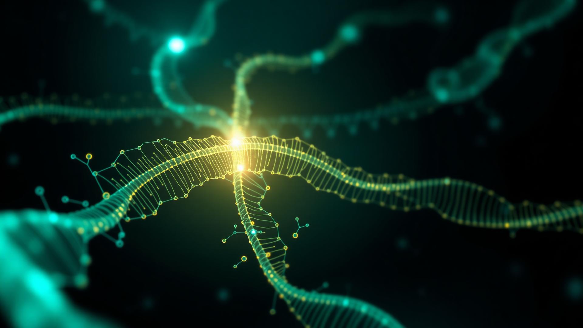 Abstract DNA strands representing longevity research